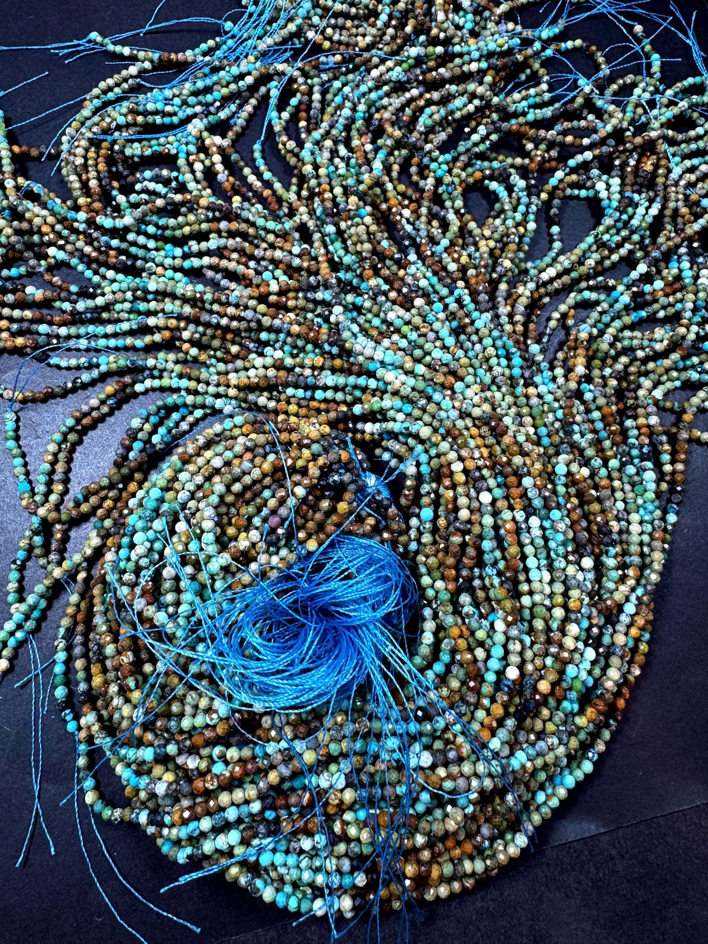 100% Natural turquoise gemstone bead. faceted round shape . natural blue brown color. Excellent quality ! full strand 15.5