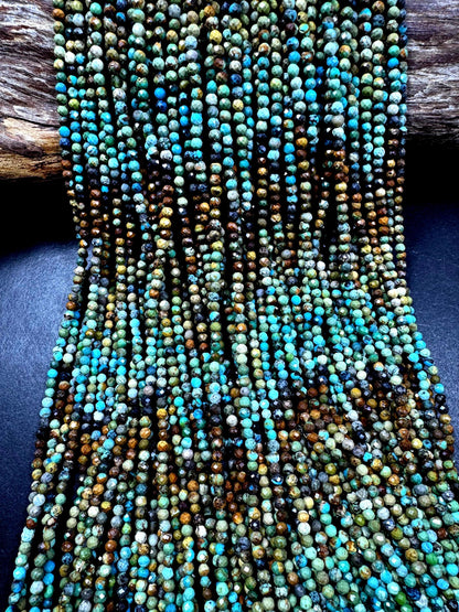 Natural turquoise gemstone bead. faceted round shape . gorgeous multi color turquoise beads. excellent quality ! full strand 15.5