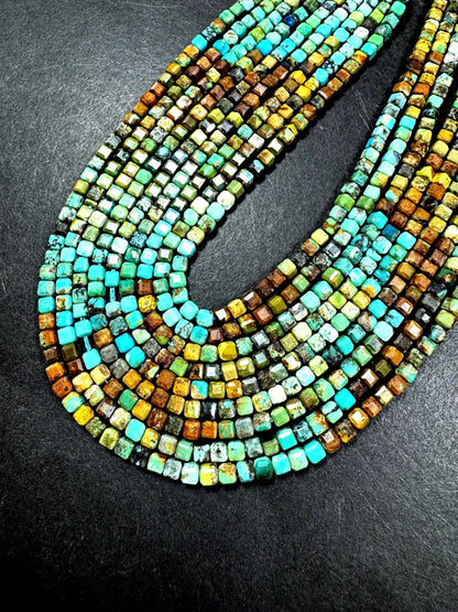 100% Natural turquoise gemstone bead. faceted turquoise bead rondelle shape . natural blue turquoise bead . full strand 15.5