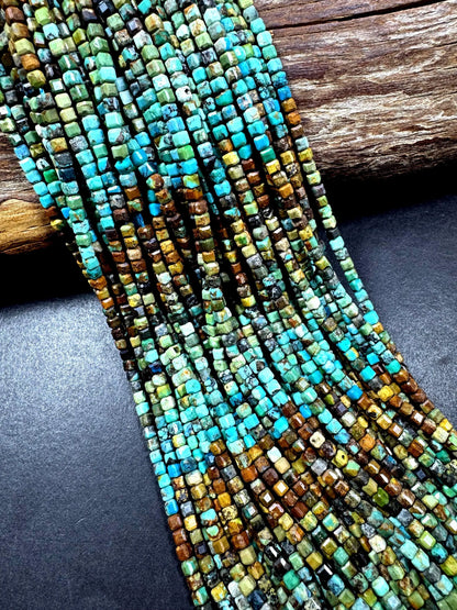 100% Natural turquoise gemstone bead. faceted turquoise bead rondelle shape . natural blue turquoise bead . full strand 15.5