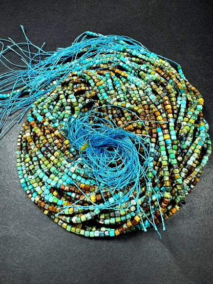 100% Natural turquoise gemstone bead. faceted turquoise bead rondelle shape . natural blue turquoise bead . full strand 15.5