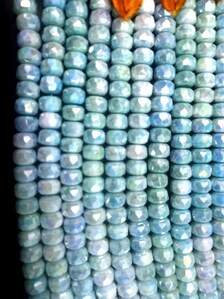 Aqua Glass blue swirl fancy faceted. Unique Chinese crystal Rondelle Beads. 6x10mm