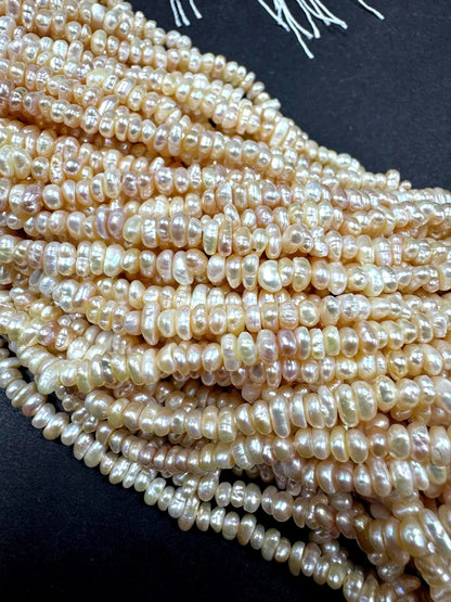 Natural fresh water pearls beads. Natural cream pink color . Excellent quality . Full strand.