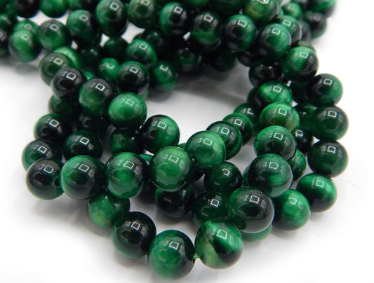 Natural Green Tiger Eye Gemstone Bead 4mm 6mm 8mm 10mm 12mm Round Beads, Gorgeous Green Color Tiger Eye Gemstone Beads, 15.5" Strand