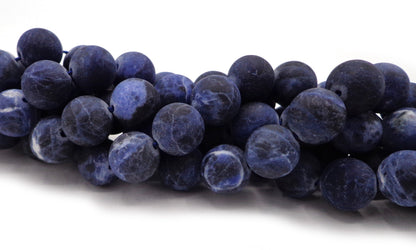 AAA NATURAL Gemstone Blue Sodalite, Matte Round 4mm  6mm 8mm 10mm 12mm, Full Strand 15.5" Not treated in anyway!