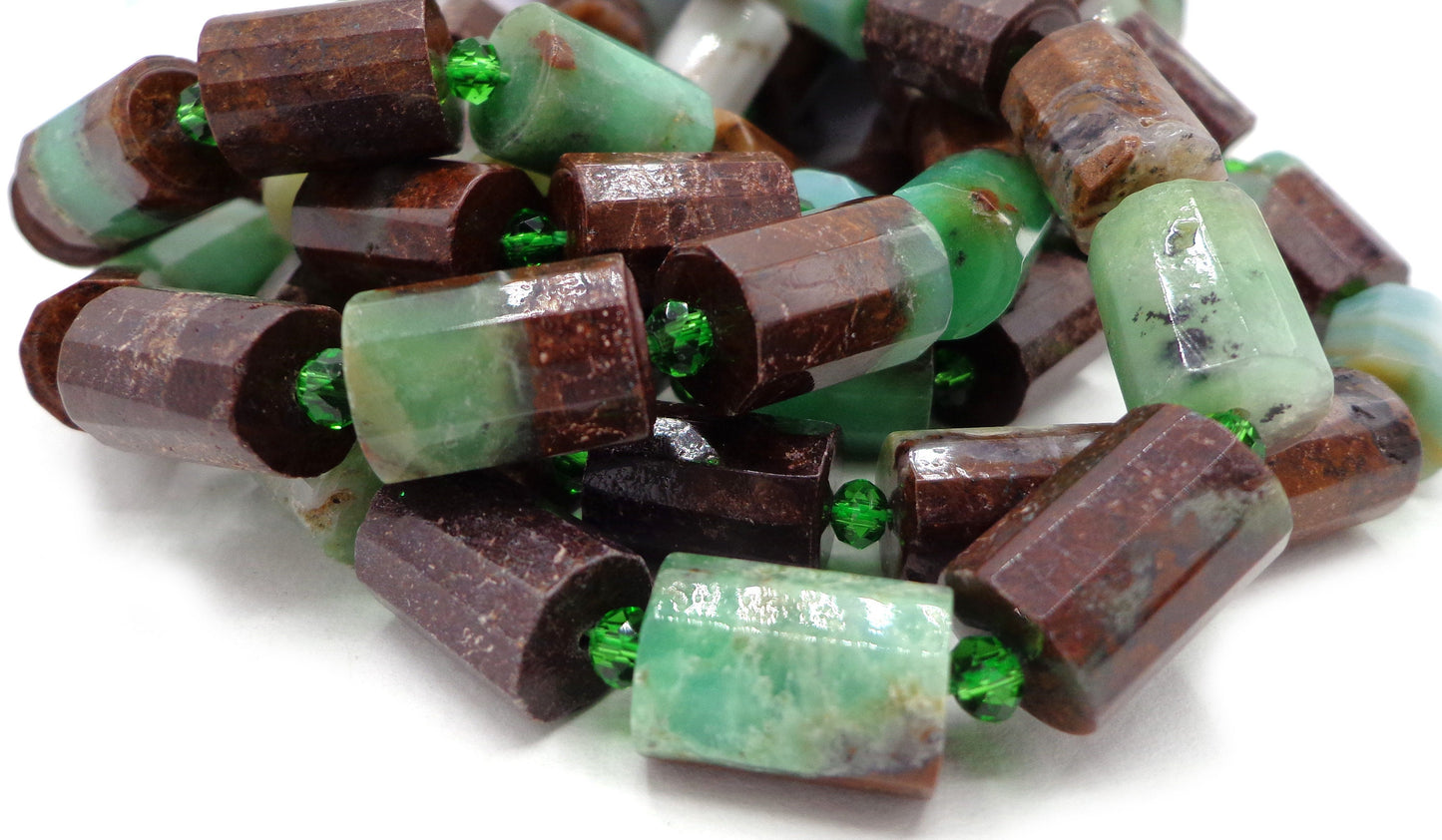 NATURAL Gemstone Chrysoprase, 15x10mm Cylinder, Full Strand 16" Great for JEWELRY making! Not treated in anyway! AAA Quality!