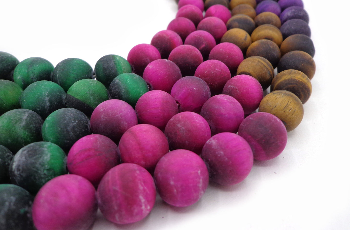 Natural Gemstone Multi-Color Matte Tiger smooth Round, Full Strand 15.5" Great for JEWELERY making! Not treated!
