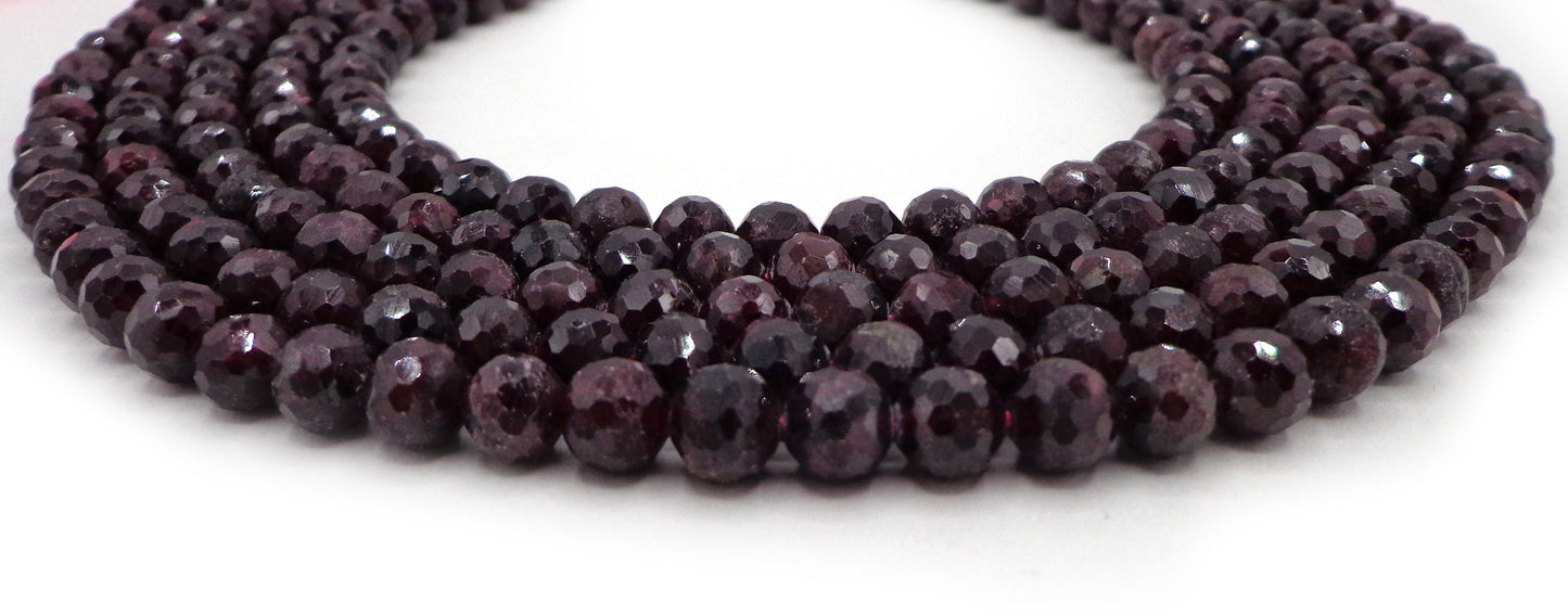 NATURAL Garnet stone bead Faceted 4mm7mm, 8mm 10mm 12mm Round Bead. Gorgeous natural dark red color garnet bead. Great quality gemstone15.5”