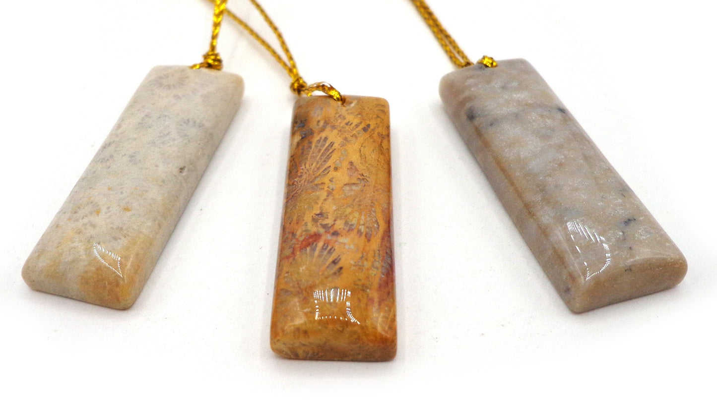 NATURAL Fossilized Coral, Rectangular and Teardrop Pendants, Great for JEWELRY making! Not treated in anyway!