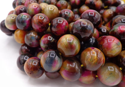 AAA Natural Gemstone Bead Multicolor Tiger Eye Bead 6mm 8mm 10mm 12mm Round Beads Full Strand 15.5"