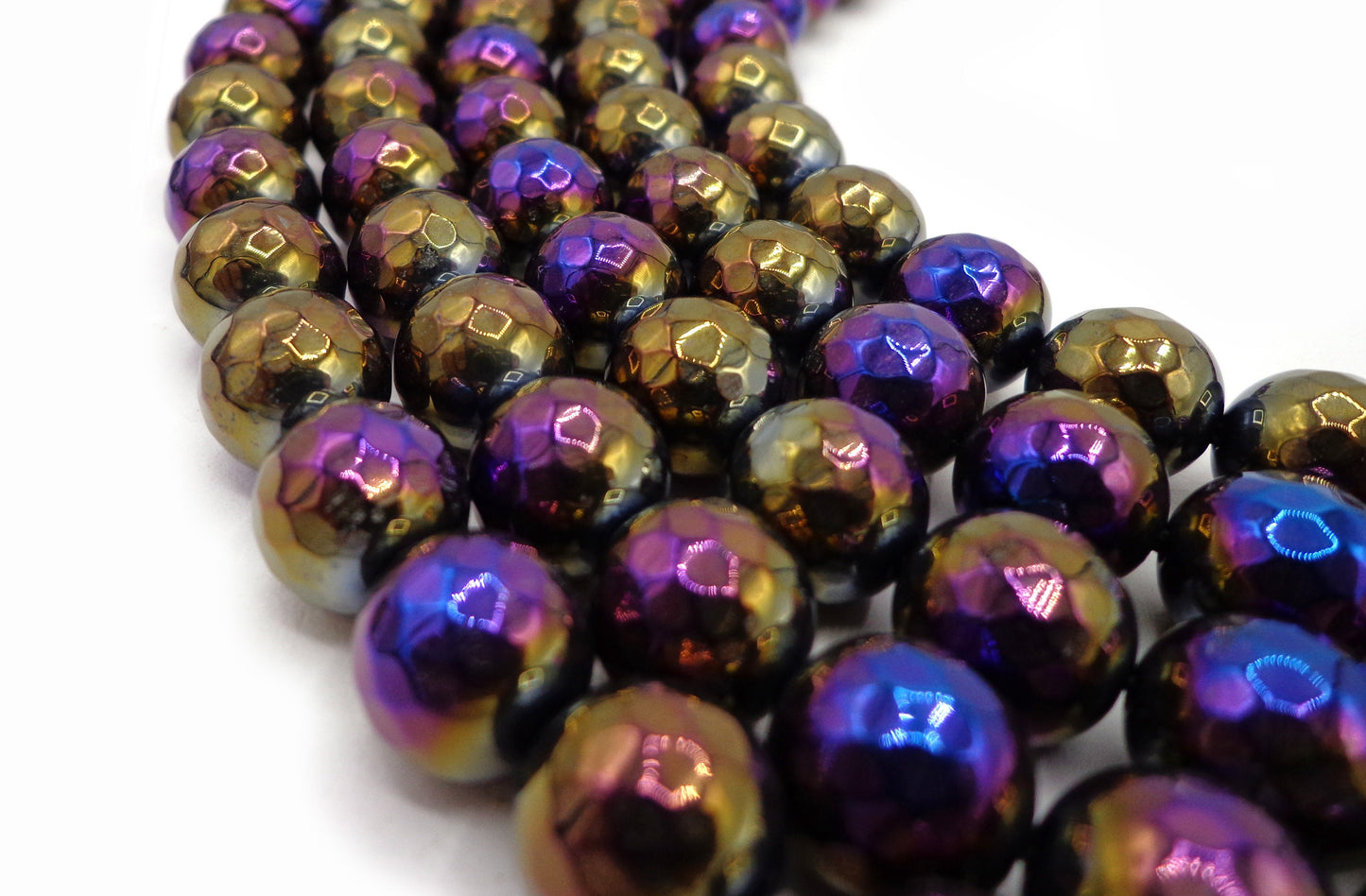 Mystic Natural Gemstone Bead faceted Lavender Jade beads 6mm 8mm 10mm Round Bead full  Strand 16" Great for JEWELERY . Plated AB coated .