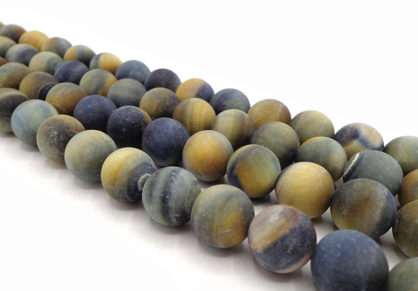 Natural Matte Tiger Eye Gemstone Bead 4mm 6mm 8mm 10mm 12mm Round Beads, Matte Golden Blue Color Tiger Eye Beads Full Strand 15.5"