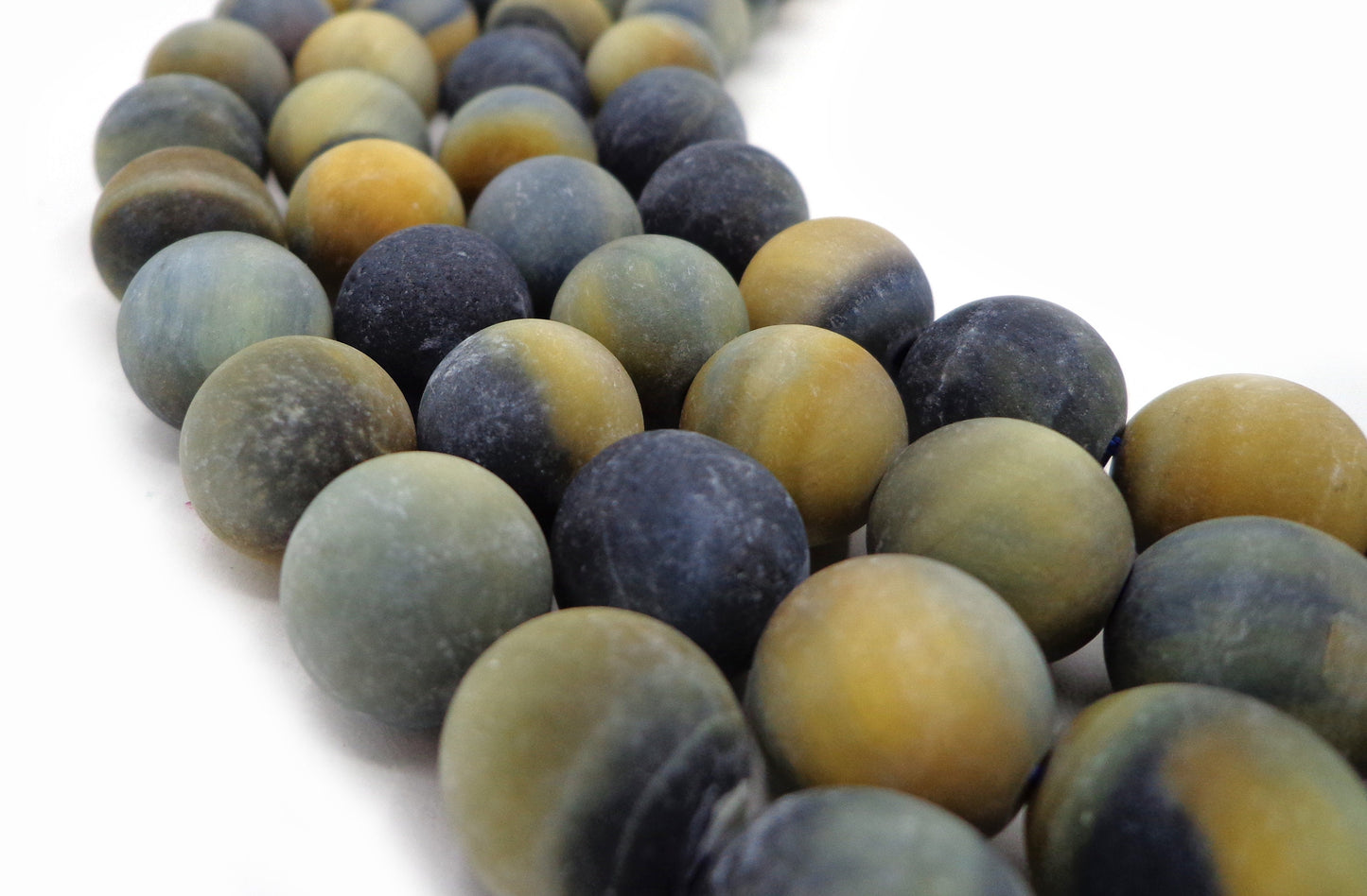 Natural Matte Tiger Eye Gemstone Bead 4mm 6mm 8mm 10mm 12mm Round Beads, Matte Golden Blue Color Tiger Eye Beads Full Strand 15.5"