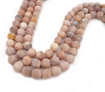 AAA Natural Matte Sunstone Gemstone Bead 10mm 12mm Round Beads, Beautiful Natural Peach Color Matte Sunstone Gemstone Bead 15.5"