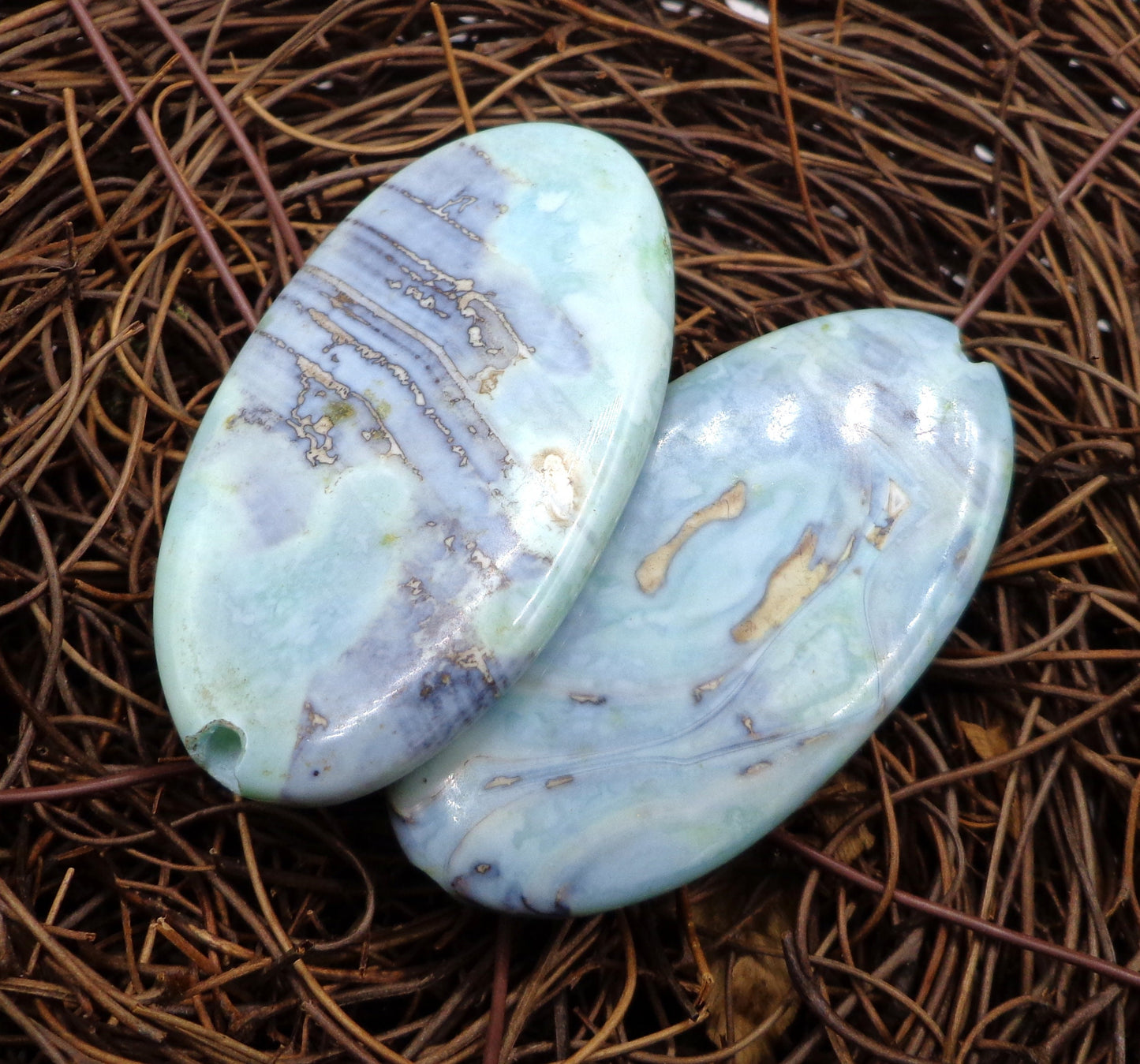 NATURAL Sky Blue Dragon Skin Agate Gemstone Bead 28x17mm Oval Shape LOOSE Dragon Skin Agate Beads