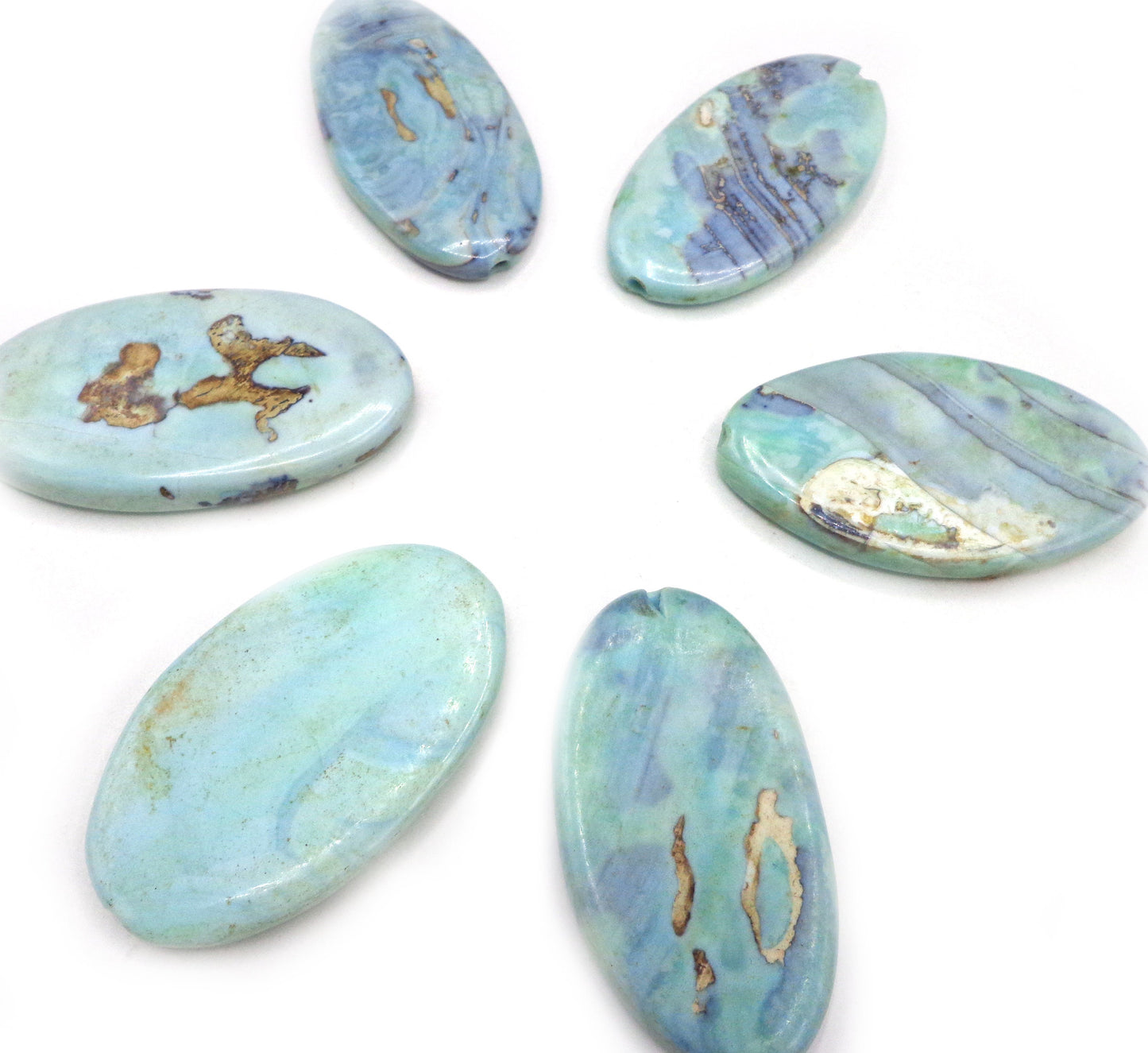 NATURAL Sky Blue Dragon Skin Agate Gemstone Bead 28x17mm Oval Shape LOOSE Dragon Skin Agate Beads