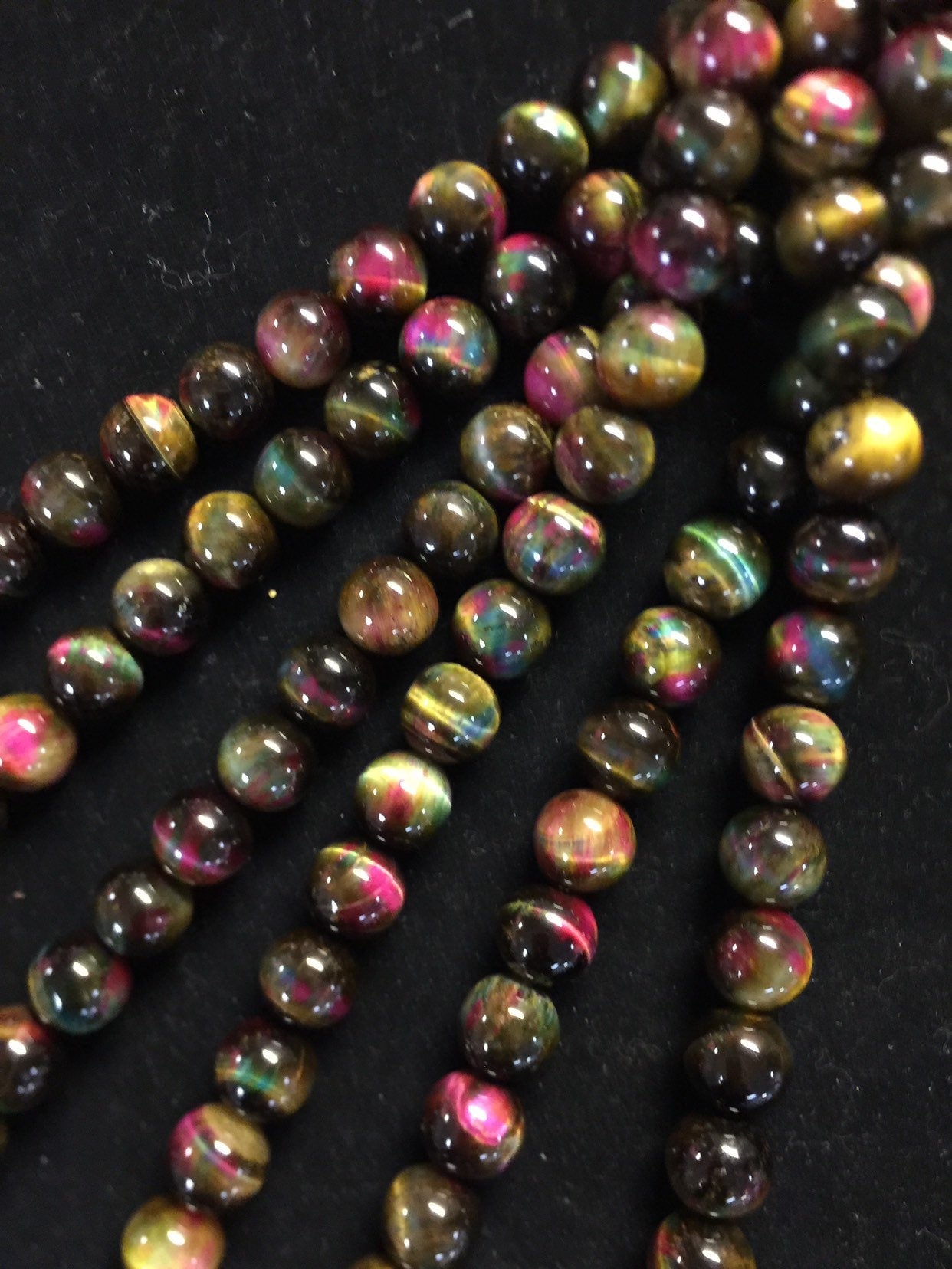 Natural Galaxy Tiger Eye Gemstone Beads 4mm 6mm 8mm 10mm 12mm Round Beads, Gorgeous Multicolor Tiger eye Gemstone Beads Full Strand 15.5"