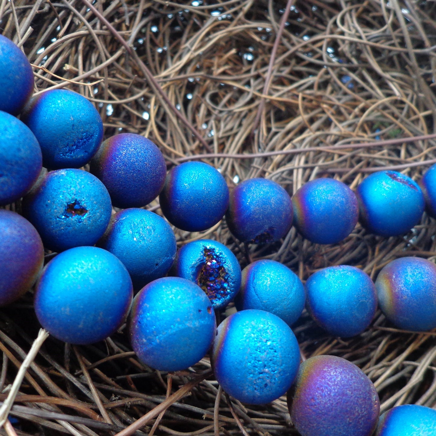 NATURAL Gemstone Druzy Agate Beads, Blue Smooth Round, Matte Finish 6mm 8mm 10mm 12mm Druzy Agate Beads