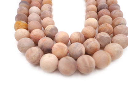 AAA Natural Matte Sunstone Gemstone Bead 10mm 12mm Round Beads, Beautiful Natural Peach Color Matte Sunstone Gemstone Bead 15.5"