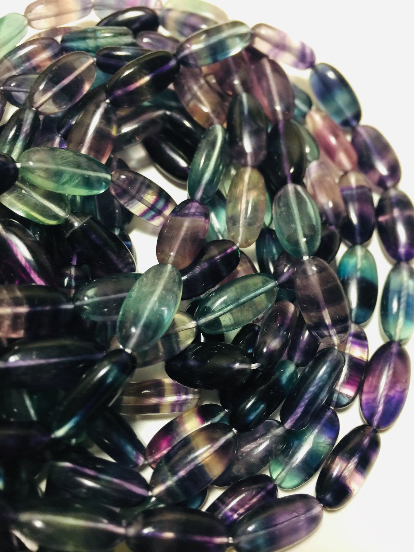 AAA Natural Fluorite Gemstone Bead 14x10mm Oval Shape, Beautiful Natural Purple Green Color Fluorite Gemstone Beads