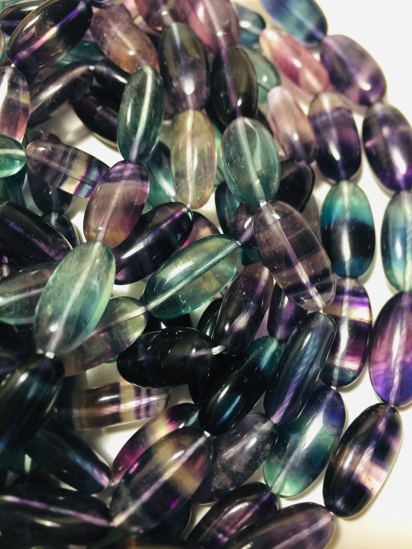 AAA Natural Fluorite Gemstone Bead 14x10mm Oval Shape, Beautiful Natural Purple Green Color Fluorite Gemstone Beads