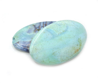 NATURAL Sky Blue Dragon Skin Agate Gemstone Bead 28x17mm Oval Shape LOOSE Dragon Skin Agate Beads