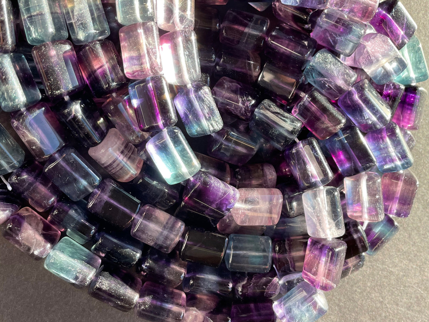 AAA Natural Fluorite Gemstone Bead 10x14mm Tube Shape, Beautiful Natural Green Purple Color Fluorite Gemstone Bead, High Quality Gemstone Beads