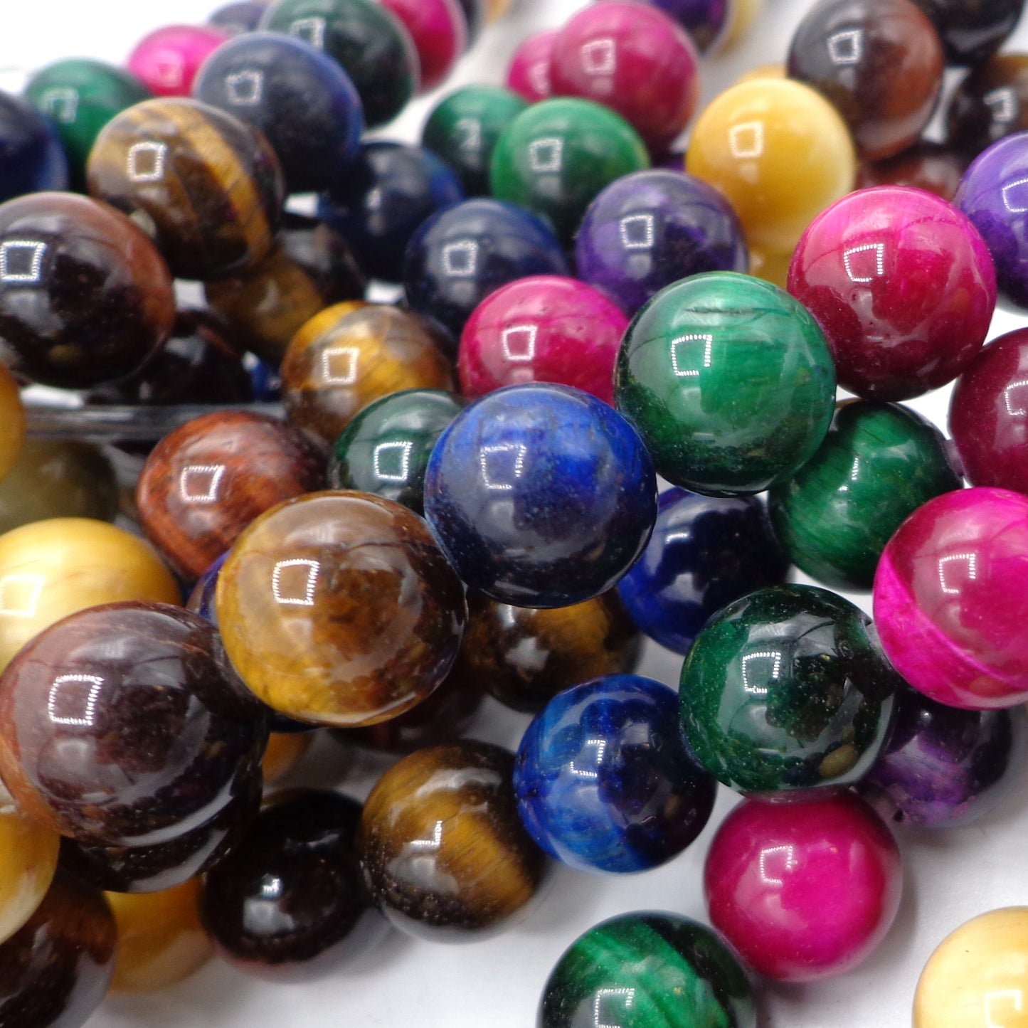 LARGE HOLE! NATURAL Tiger Eye Gemstone Beads 6mm 8mm 10mm 12mm Multicolor Tiger Eye Bead, 7.5" Strand