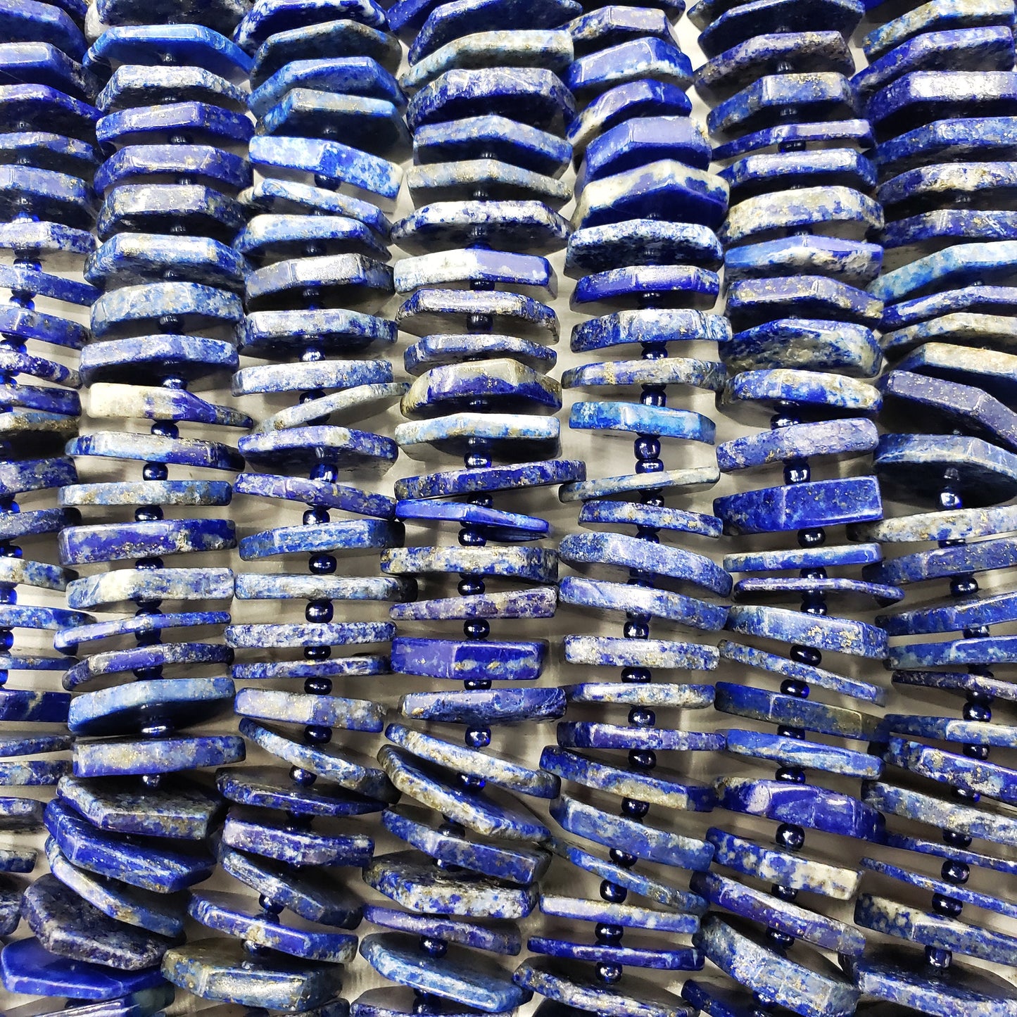 Natural Blue Lapis Pinwheel 19mm Full Strand 16" Gorgeous Deep Blue Color Great for Jewelry Making