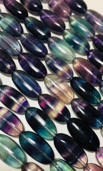 AAA Natural Fluorite Gemstone Bead 14x10mm Oval Shape, Beautiful Natural Purple Green Color Fluorite Gemstone Beads