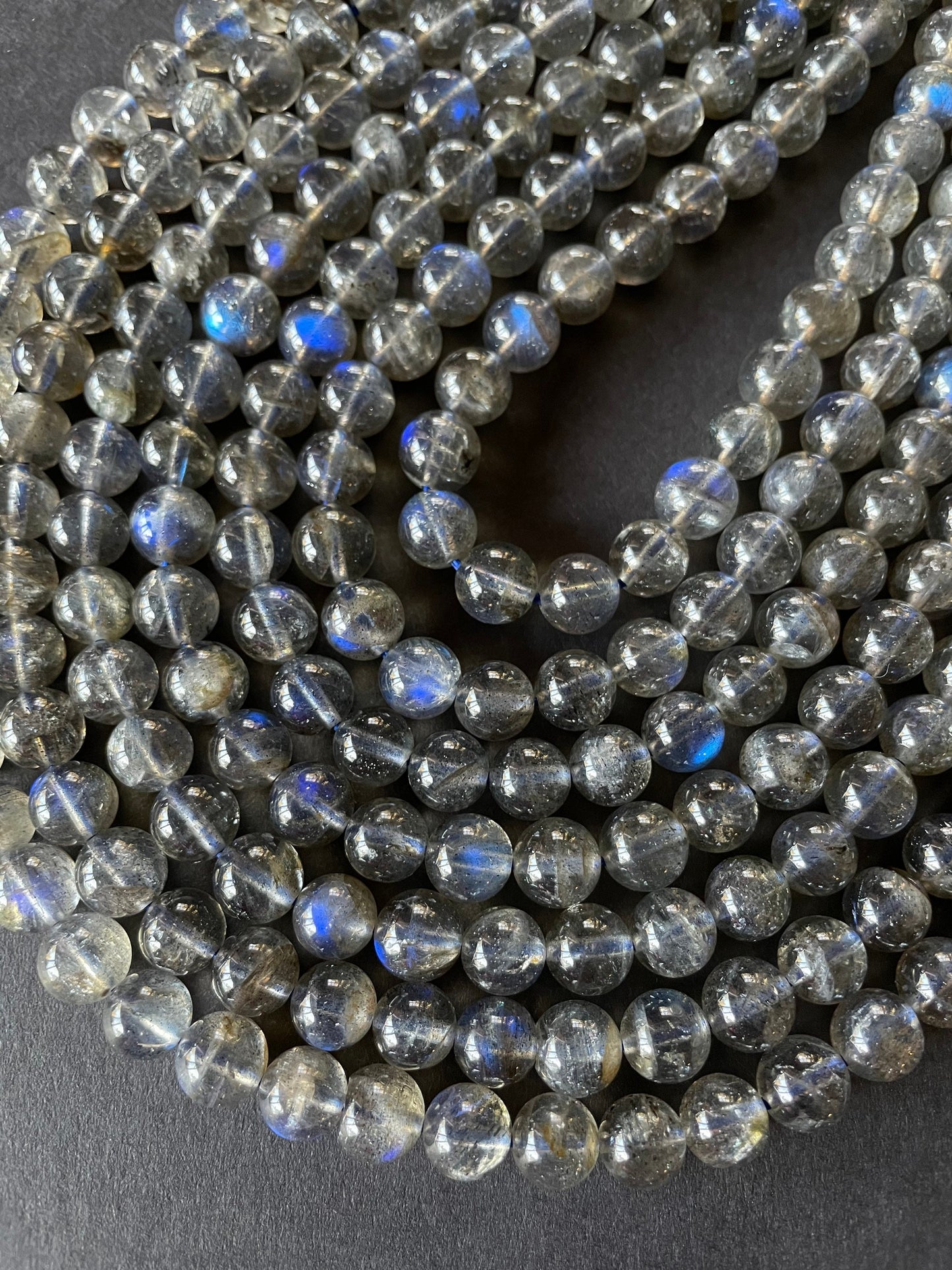 AAA Natural Labradorite Gemstone Bead 4mm 6mm 8mm 10mm 12mm Round Bead, Natural Gray Blue Flash Labradorite Gemstone Beads