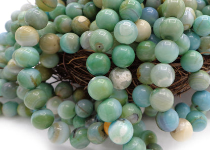 NATURAL Gemstone Dragon Skin Agate, Smooth Round, Turquoise Color 6mm 8mm 10mm 12mm Full Strand 15.5''