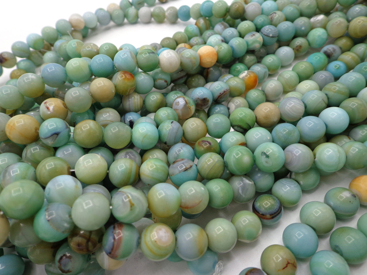 NATURAL Gemstone Dragon Skin Agate, Smooth Round, Turquoise Color 6mm 8mm 10mm 12mm Full Strand 15.5''