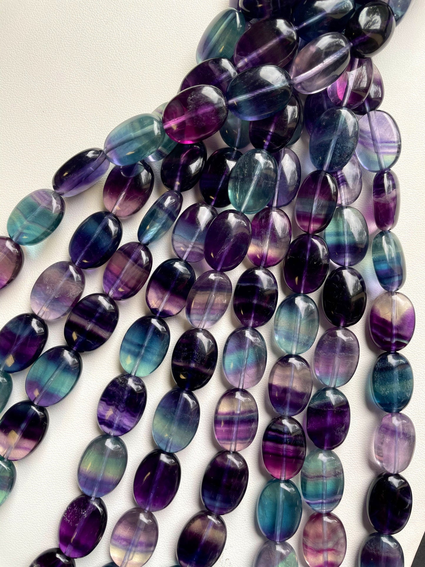 AAA Natural Fluorite Gemstone Bead 13x18mm Oval Shape, Beautiful Natural Purple Green Color Fluorite Gemstone Bead, Great Quality 15.5"