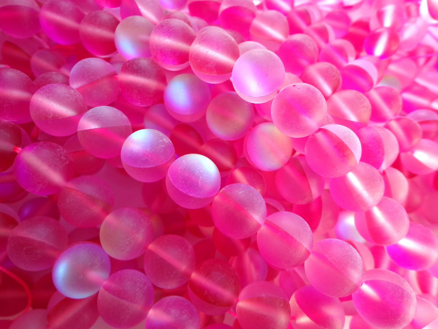 Mermaid Glass Beads 6mm 8mm 10mm 12mm Round Beads, Beautiful Matte Rainbow Pink Beads, Great Quality Beads, Full Strand 15.5 inches