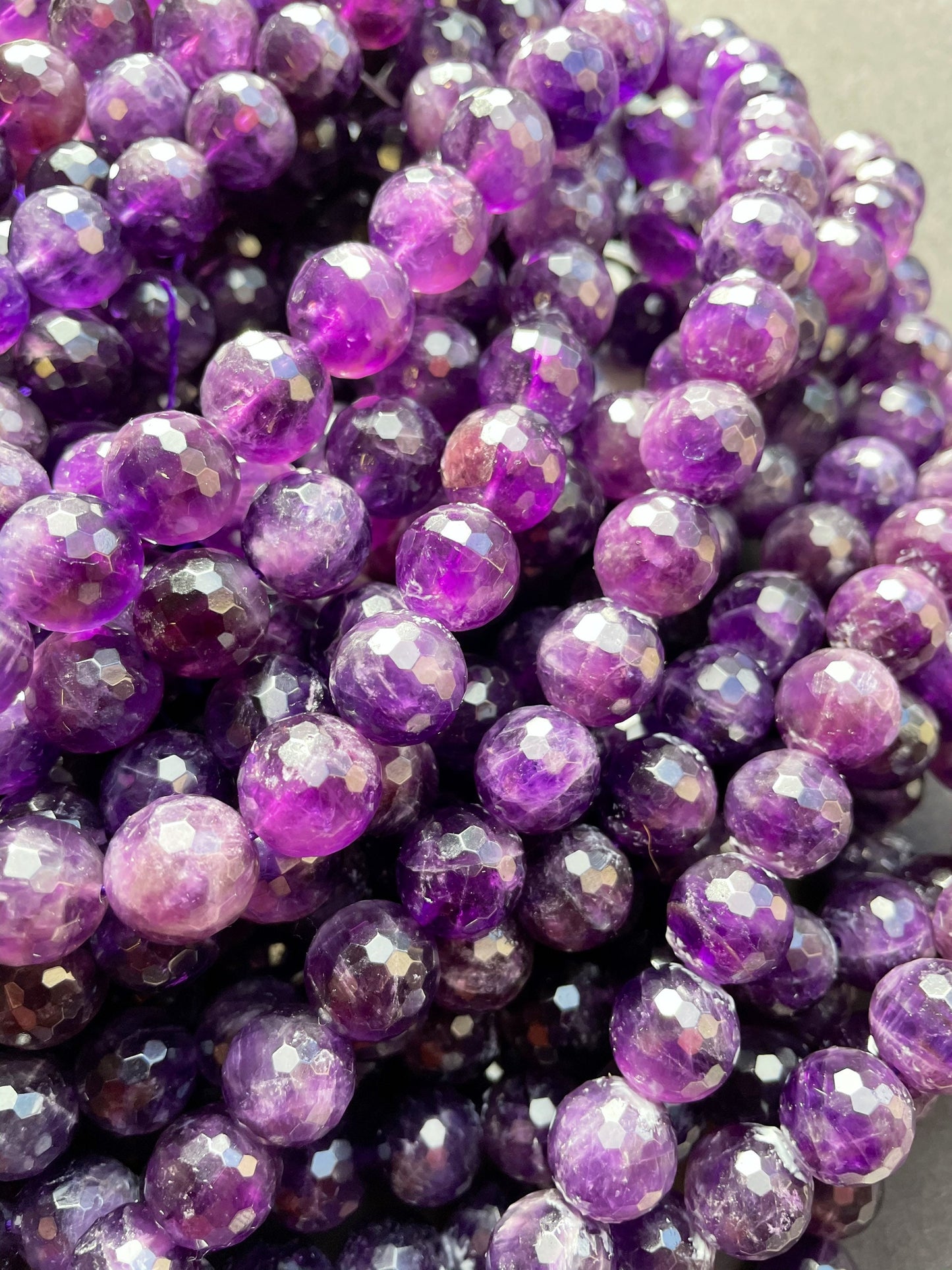 AAA Natural Amethyst Gemstone Bead Faceted 6mm 8mm 10mm 12mm Round Bead, Gorgeous Natural Purple Color Amethyst Beads 15.5"