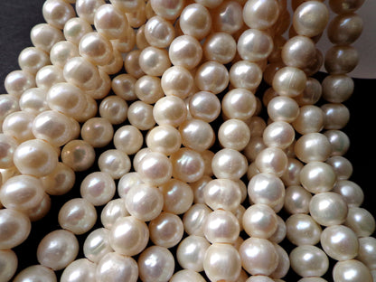 LARGE-HOLE beads!!! 6,8,10,11-12mm Smooth-finished round. 2mm hole. 8" strands. Pearl Big Hole Beads