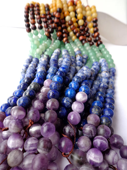 MATTE Chakra Gemstone Bead 4mm 6mm 8mm 10mm 12mm Round Bead, 7 Chakra Stone Beads, Rainbow Color Chakra Beads