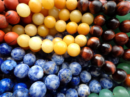 MATTE Chakra Gemstone Bead 4mm 6mm 8mm 10mm 12mm Round Bead, 7 Chakra Stone Beads, Rainbow Color Chakra Beads