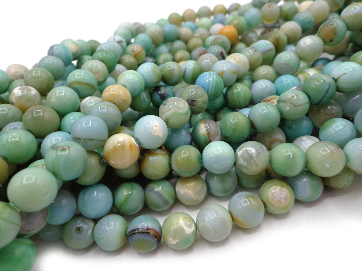 12mm Smooth Round, Jade Green Agate Beads (16 Strand)