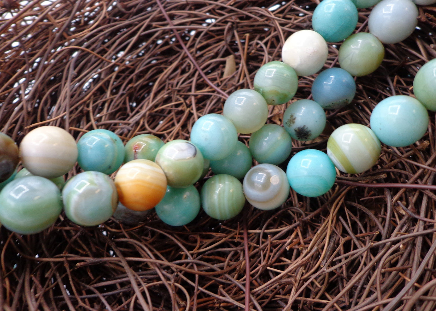 NATURAL Gemstone Dragon Skin Agate, Smooth Round, Turquoise Color 6mm 8mm 10mm 12mm Full Strand 15.5''