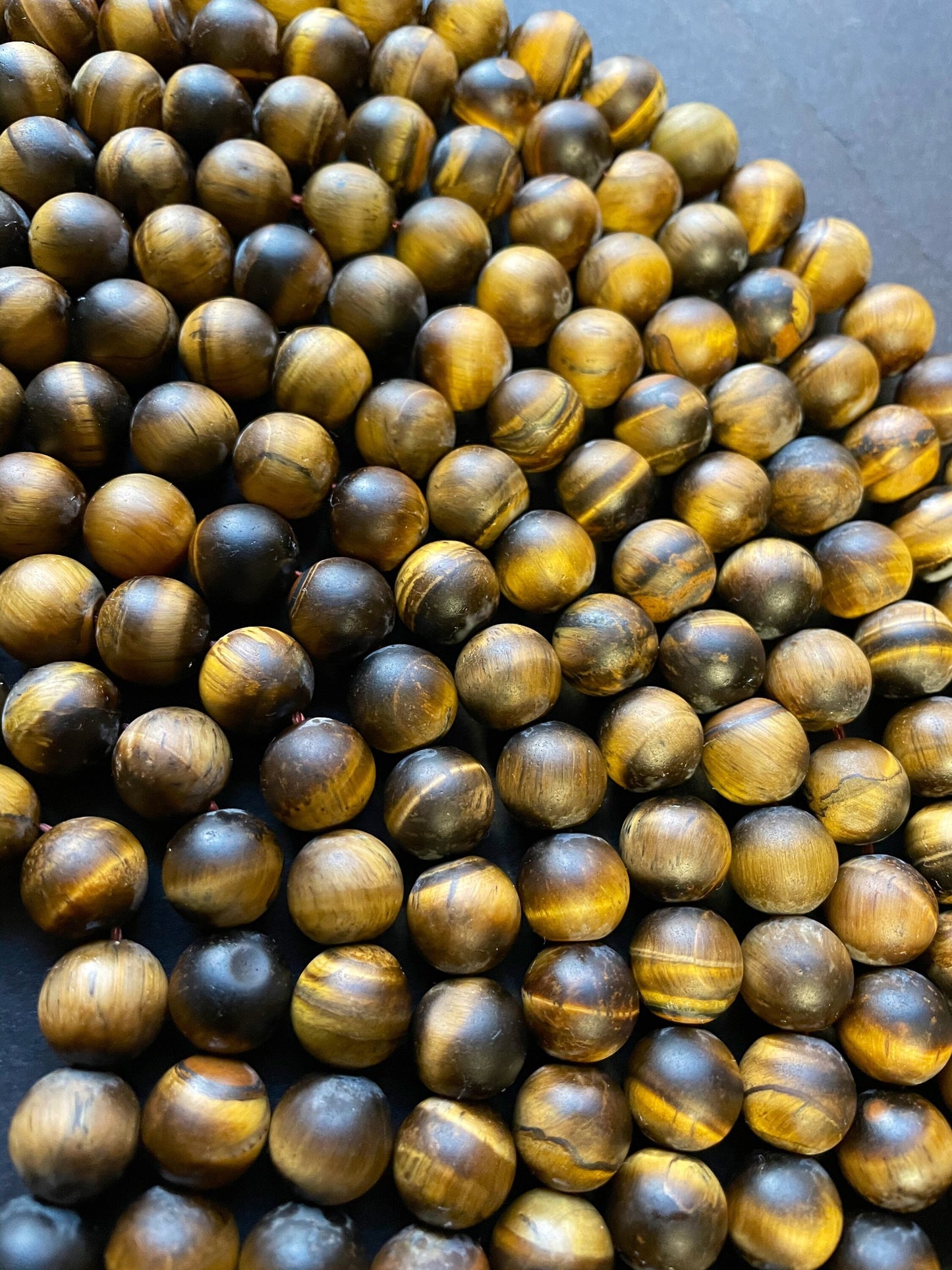 AA Natural Matte Tiger Eye Gemstone Bead 4mm 6mm 8mm 10mm 12mm Round Beads, Gorgeous Natural Golden Brown Color Tiger Eye Gemstone Bead, Full Strand 15.5"