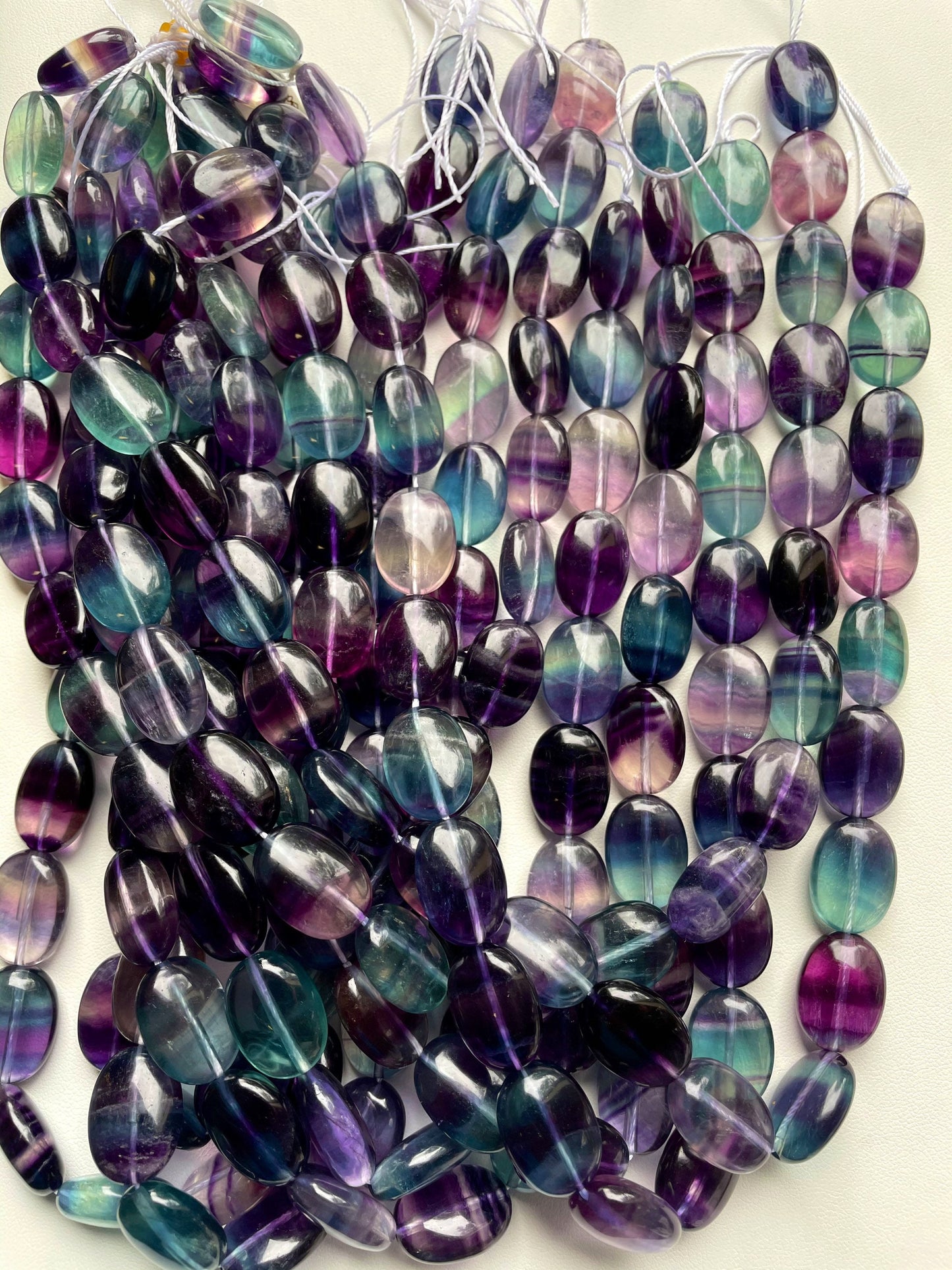 AAA Natural Fluorite Gemstone Bead 13x18mm Oval Shape, Beautiful Natural Purple Green Color Fluorite Gemstone Bead, Great Quality 15.5"