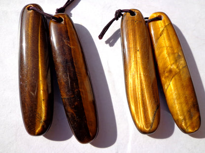 AAA Natural Tiger Eye Gemstone Earrings 13x55mm Long Oval Shape Earrings, Beautiful Golden Brown Earrings