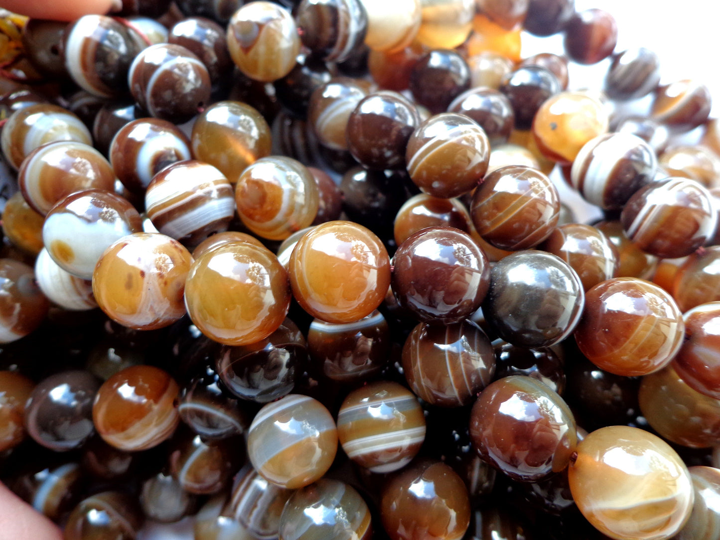 AAA Natural Agate Gemstone Beads, 6,8,10mm Smooth Round Shape Beads, Beautiful brown Beads, Great Quality Bead! Full length 15.5"