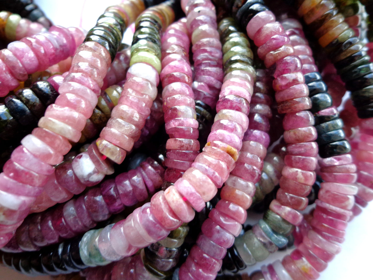 AAA Multicolor Natural Tourmaline Gemstone Beads, 6x2mm Smooth Rondelle Shape Beads, Great Quality gemstone 15.5” strand!