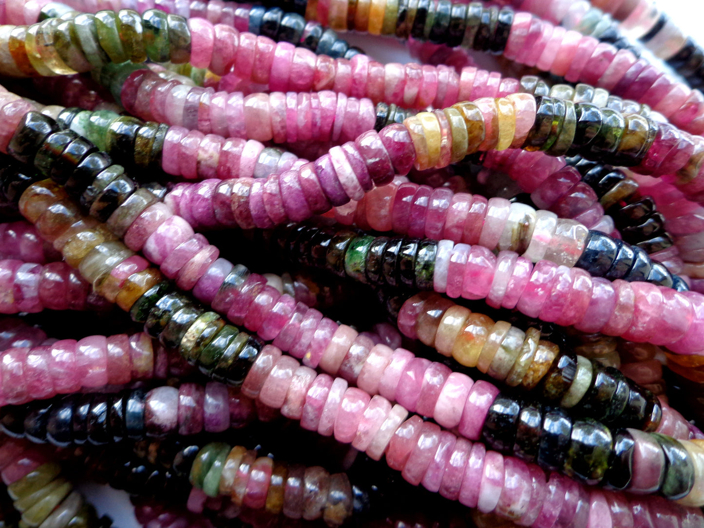 AAA Multicolor Natural Tourmaline Gemstone Beads, 6x2mm Smooth Rondelle Shape Beads, Great Quality gemstone 15.5” strand!