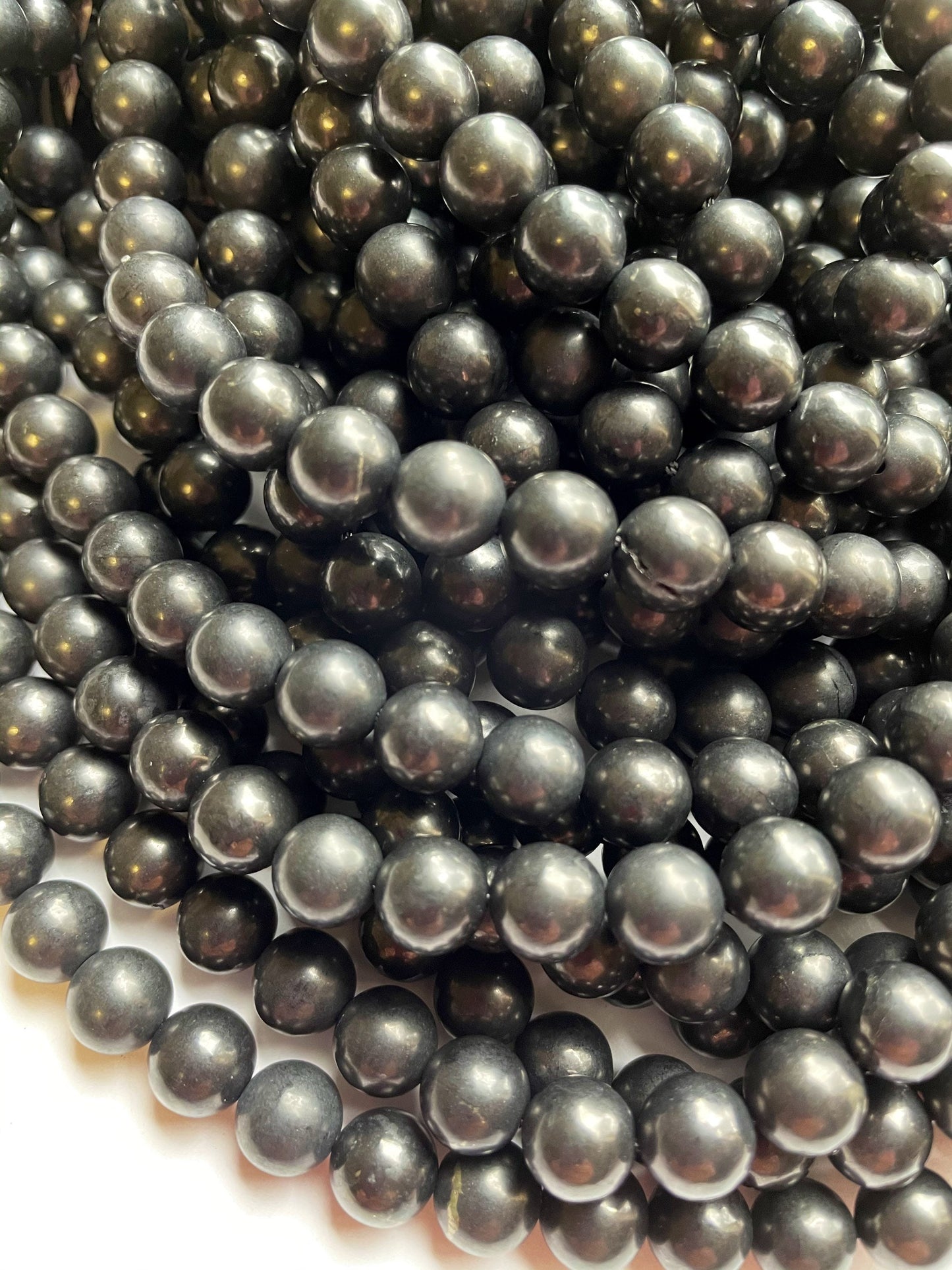 Natural Shungite Gemstone Beads 4mm 6mm 8mm 10mm 12mm Round Beads, Beautiful Natural Black Color Gemstone Bead