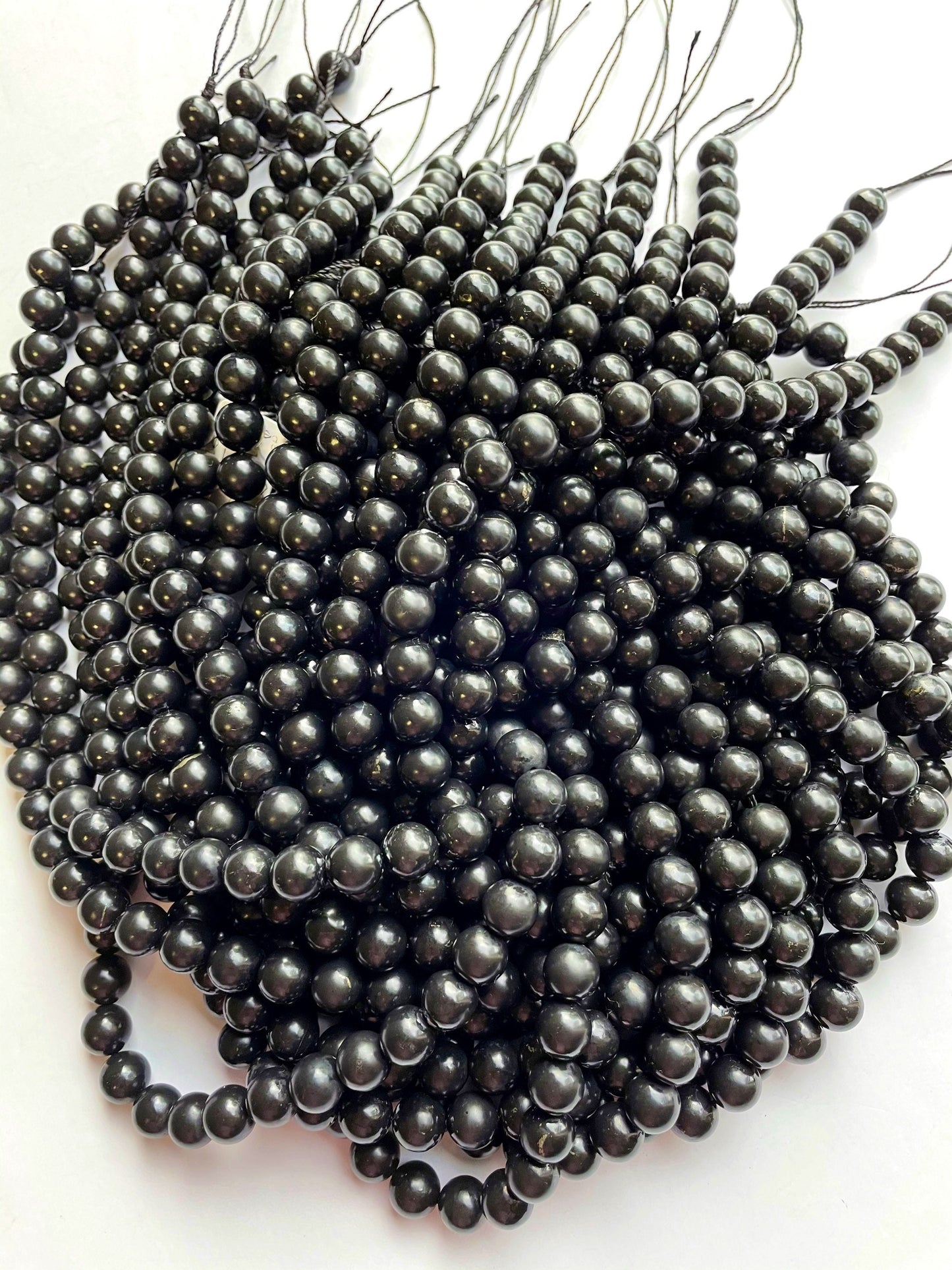 Natural Shungite Gemstone Beads 4mm 6mm 8mm 10mm 12mm Round Beads, Beautiful Natural Black Color Gemstone Bead