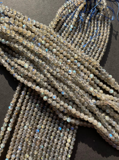 AA Natural Blue Flash Labradorite Gemstone Bead 5mm Smooth Round Bead, Beautiful Natural Gray Blue Flash Labradorite Gemstone Bead, Full Strand 15.5"